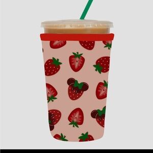 Strawberry Mickey ears iced coffee sleeve